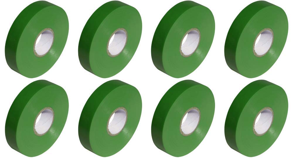 Green PVC Electrical Insulation Tape Roll - 33m x 19mm x8