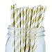 Just Artifacts Premium Disposable Drinking Striped Paper Straws (100pcs, Metallic Gold)