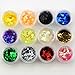 Ostart 12 Color Glitter Hexagon Acrylic UV Gel False Tips Nail Art Salon Tool Set by Ostart