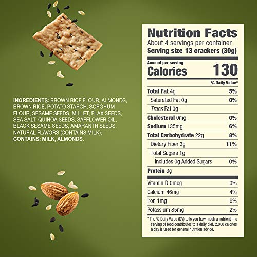 Blue Diamond Almonds Artisan Nut Thins Cracker Crisps, Sesame Seeds, 4.