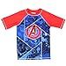 Avengers Superhero Boy's Swim Trunks and Rash Guard Set (7, Blue/Red)