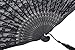 meifan Womens Multi Color Handmade Cotton Lace Folding Hand Fan (Black-A)