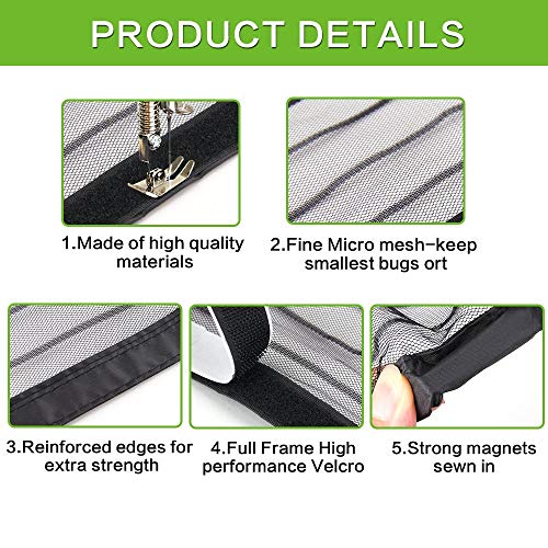 Magnetic Screen Door, VDEALEN Door Mesh Fly Mosquito Curtain with Magnets & Full Frame Velcro,Full Frame Hook & Loop, Hands Free, Fits Door Size up to 29"-78" Max (Screen Door Size 31" X 79", Black)