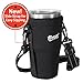 Tumbler Carrier Holder Pouch+Tight Hand Strap For All 30oz. Stainless Steel Travel Insulated Coffee Mugs, Neoprene Black Sleeve Accessories, Light Hand Free Bag, Protective, Washable, Adjustable Strap