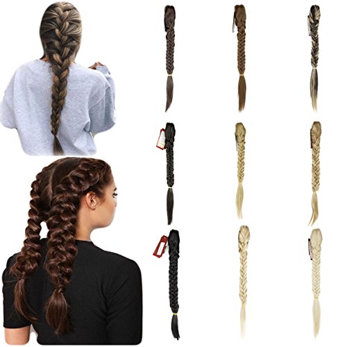 Womens Long Straight Fishtail Braids Ponytail Clip in Rope Hair Braid Wigs Hair Extension