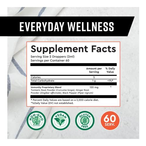 360 Nutrition Turmeric and Ginger Supplement Drops, Vegan Turmeric