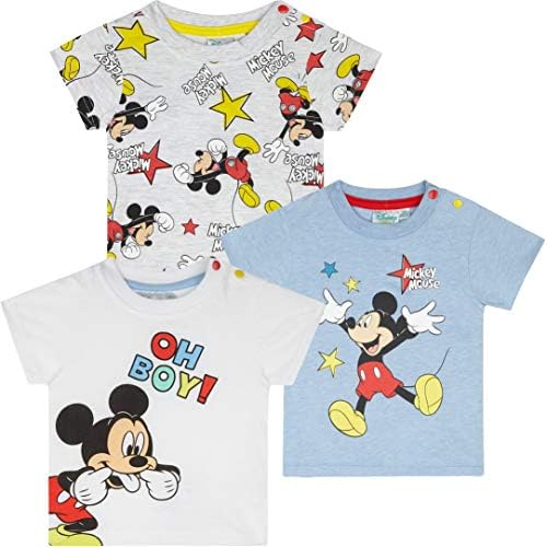 Disney Minnie Mickey Mouse Winnie The Pooh Cary Bears Character Baby Boys Girls Short Sleeve Top T-Shirt 3-Pack Multi Pack 100% Cotton 0-24 Months