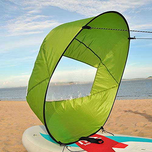 Aoile 42in Sail Foldable Kayak Boat Wind Sail Sup Paddle Board Sailing Canoe Stroke Paddle Rowing Boats Wind Clear Window Green 108cm