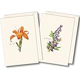 Earth Sky + Water - Wildflower Assortment Notecard Set - 8 Blank Cards with Envelopes (4 each of 2 styles)
