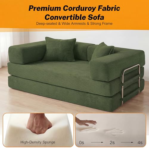 Vipbear Premium Boneless Couch, 79" L 5-in-1 Ergonomic 3 Seater Versatile Modular Sectional Sofa for Living Room, Green
