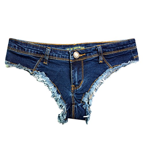 VOGRACE Womens Low Rise Mini Denim Shorts Denim Thong Cheeky Jeans ...