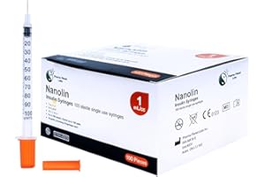 Nanolin Insulin Syringes U-100 1 mL 30G Disposable Sterile Diabetic Syringe Pack – Single Use Syringes with Clear Markings fo