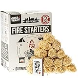Charcoal BBQ Fire Starter for Grill (50 pcs) like Weber Green Egg Kamado Fast Lighting Tumbleweeds For Barbecue Smokers