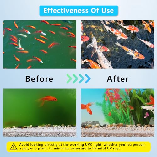 18W Aquarium UV Light for 100-1000 Gallon, UV Pond Water Clarifier for Koi Pond, Swimming Pool, Spa, Large Fish Tank, Cold Plunge UV Light for Pond Algae Control
