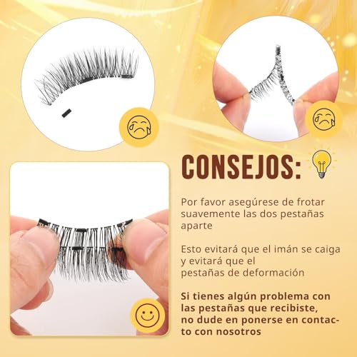 Pestañas magnéticas reutilizables QUEWEL, 2 pares, con aplicador, sin pegamento, aspecto natural, fáciles de usar y quitar (CXJM-A2)