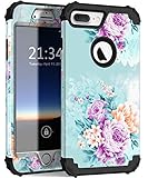 iPhone 8 plus Case, iPhone 7 plus case PIXIU Three Layer Heavy Duty Hybrid Sturdy Armor shockproof Protective phone Cover Cases for Apple iPhone 8 plus/7 plus(Peony)