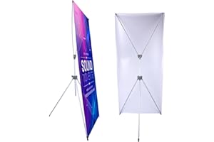 SUERUI Adjustable X Banner Stand Fits Any Banner Size Width 23" to 32" and Height 63" to 78"