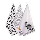 DII Cotton Decorative Pet Lover Dish Towel 18 x 28" Set of 3, Oversized Kitchen Dish Towels, Perfect Mother's day, Hostess, Housewarming Gift-Cat's Meow