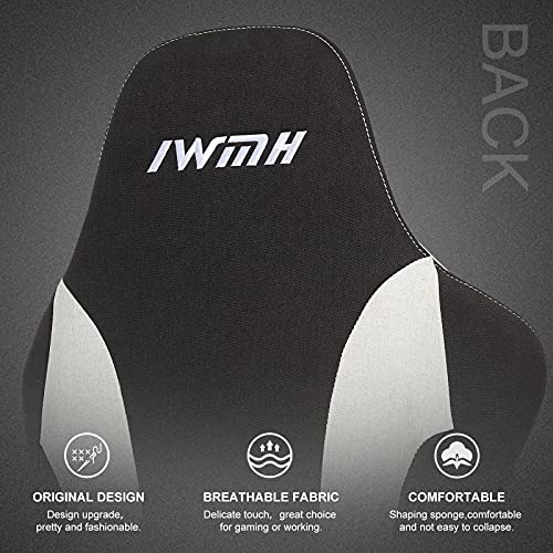 Intimate-WM-Heart-Silla-Gaming-de-Tela-Silla-Oficina-Ergonomica-Silla-Giratoria-Racing-Silla-Gamer-de-Respaldo-Alto-Ajustable-con-Apoyabrazos-Reposacabezas-y-Cojin-Lumbar-Negro-Blanca