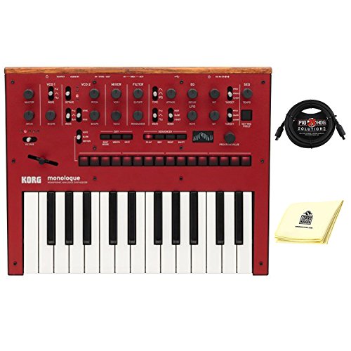Korg Monologue 25 key Monophonic Analog Synthesizer with 16 step Sequencer with midi cable and Zorro sounds Synthesizer Polishing Cloth in Red - Thumbnail 4