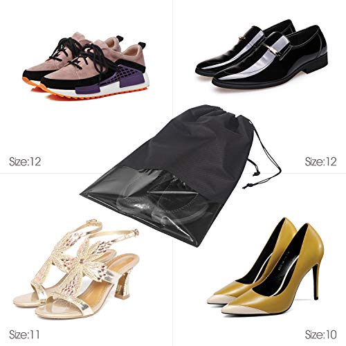 8 PCS Shoe Bags for Travel Waterproof Non-Woven Large Shoes Pouch Storage Organizer with Rope for Men and Women Black - Thumbnail 6