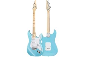 BENSSICA Electric guitar adult beginner entry rock guitar suit professional -level player for men and women (blue)