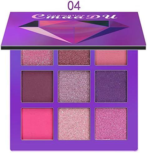 Prettyui Waterproof Eyeshadow Palette Matte and Shimmer 9 Colors Eyeshadow Long Lasting Professional Super Pigmented Natural Nudes Smokey Cosmetic Eye Shadow Powder (Purple)