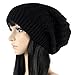 Merryshop Slouchy Long Beanie Knit Hat Cap for Winter Oversize (Black)