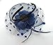 Coolwife Womens Fascinator Veil Flower Cocktail Tea Party Headwear (Dark Navy Blue)
