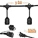 Festival carol Outdoor Waterproof String Light Commercial Hanging Heavy Duty light 1W Warm Shatter-Proof LED Bulbs 48 ft ambiance party lights at wedding deck yard patio(2 Spare Bulbs) Black cable