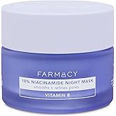 Farmacy Niacinamide Overnight Face Mask - Pore Refining Facial Mask with 10% Niacinamide - Replenishes Moisture Barrier with 3% Panthenol + Blueberry Seed Oil for Soft, Supple Skin (50ml)