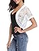 Abollria Women Short Sleeve Floral Lace Shrug Open Front Bolero Cardigan White