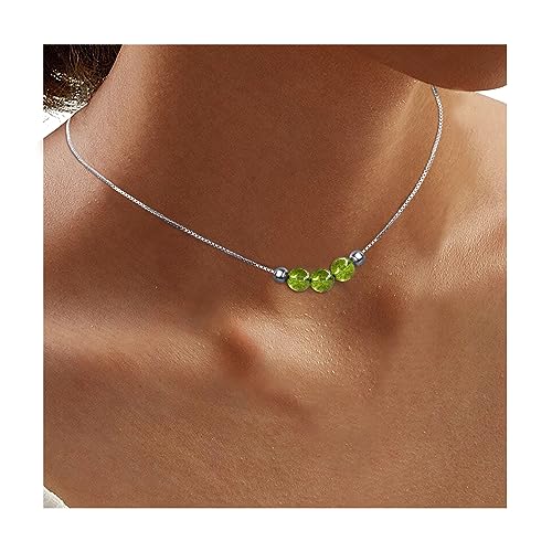 Sereney Peridot Necklace Sterling Silver Dainty Choker Necklace