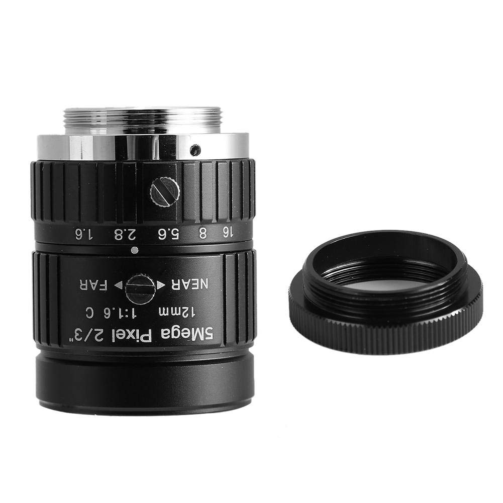 CCTV Optical Lens HD 12mm 5MP 2/3 C-Mount Manual Aperture Lens CW-FM1216-5MP F 1.6 Manual Zoom & Iris Lens for Security CCTV Camera