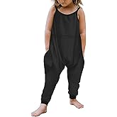 Vieille Toddler Girls Sleeveless Jumpsuits Spaghetti Strap Romper Clothes Long Pants with Pockets 2-8 Years
