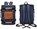 Aidonger Unisex Multifunktions Vintage Canvas and Leather Shoulder bag Travel Backpack (Dark blue)