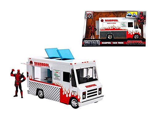 Jada 99730-MJ 1: 24 W/B - Metals - Hollywood Rides - Deadpool Taco Truck with Deadpool Figure, White