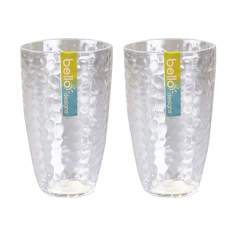 "Bello" Set of 2 Tall Clear Re-usable Plastic Tumbler Ideal for Picnics, BBQs & Parties