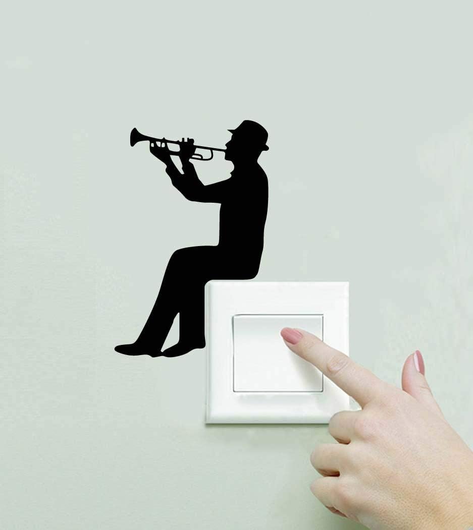 Spoil Your WallMan Playing Trumpet Switch Sticker, Arts Home Decor Switch Decals, 10x10 cm | Black