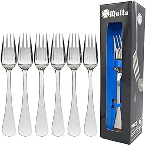 Tenedores Arroceros de Acero Inoxidable para completar tu Vajilla – Set cubiertos, cubertería acero inoxidable, cruz de malta cubertería – 20 cm (6 Unidades)