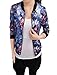 Allegra K Women's Stand Collar Zip Up Floral Print Bomber Jacket Large Blue