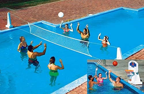 NEW Pool Jam In Ground Valleyball/Basketball Net Combo