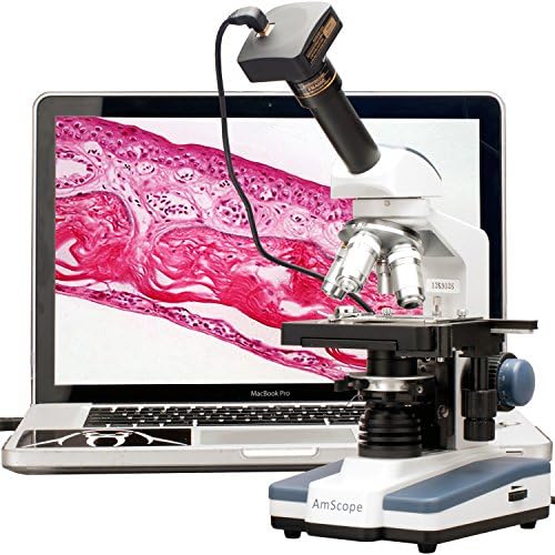 AmScope M620B-5M 40X-2000X LED Monocular Digital Compound Microscope w 3D Stage + 5MP USB Camera