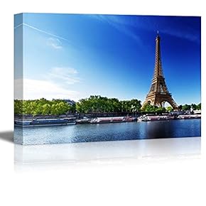 Canvas Prints Wall Art - Seine in Paris with Eiffel Tower in Sunrise Time | Modern Home Deoration/Wall Art Giclee Printing Wrapped Canvas Art Ready to Hang - 12" x 18"