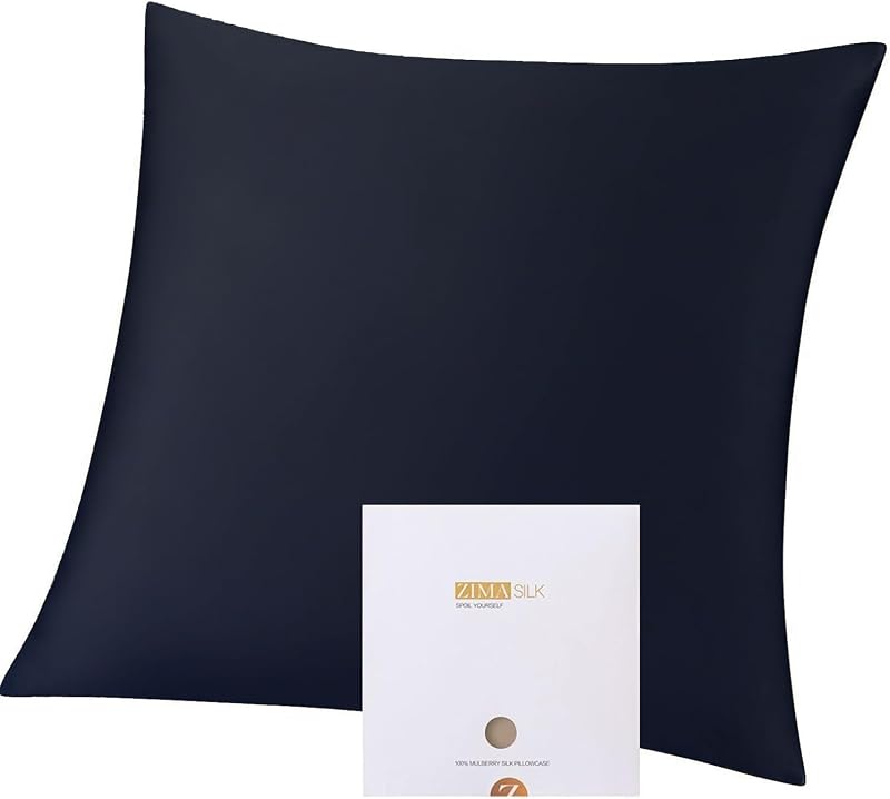 ZIMASILK 100% Mulberry Silk Pillowcase 19 Momme 80x80 Navy Blue