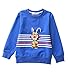 MIQI Boys Casual Sweatshirt Striped Monkey King Print Activewear Pullover Shirt Blue 6 Years Old
