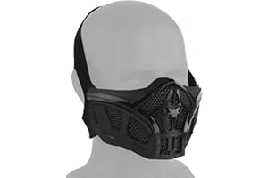 QJYZHAN Airsoft Mesh Mask Tactical Protection Scorpion Half Face Mask Breathable Mesh Silicone Mask Adjustable for Halloween Cosplay Paintball CS Hunting Gear
