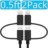 Apple MFi Certified Lightning Cables [2-Pack] - Skiva USBLink Duo Short 2-in-1 Sync and Charge Cable (6