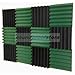 2x12x12 (12 Pk) DARK GREEN/CHARCOAL Acoustic Wedge Soundproofing Studio Foam Tiles