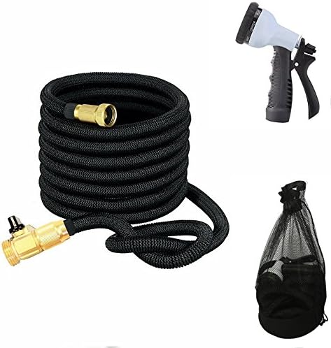 CreHouse Upgraded 50 FT Garden Hose Flexible Expandable Non Kink Water Hose Solid Brass Connectors - On/Off Valve,8 Function Sprayer Nozzle with Pocket Bag